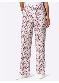 Schlupfhose, Damen, Gr. 46, Normalgr&ouml;&szlig;en, ecru, bordeaux, bedruckt, 100% Baumwolle, gebl&uuml;mt, gemustert, mehrfarbig, Hosen Schlupfhose