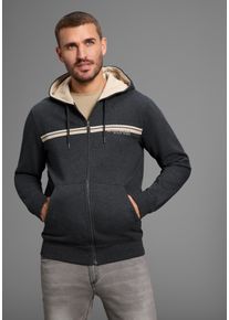 Sweatjacke Bruno Banani, Herren, Gr. M (48/50), grau (anthrazit melange), Sweatware, Obermaterial: 60% Baumwolle, 40% Polyester, bedruckt, schmal, B&uuml;ndchen, Sweatjacken Sweatjacke, moderner Brustprint