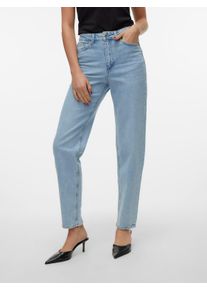 V&eacute;ro Moda High-waist-Jeans VERO MODA "VMTESSA HR MOM JEANS RA389 GA NOOS", Damen, Gr. 34, L&auml;nge 32, blau (light blau denim), Denim/Jeans, Obermaterial: 99% Baumwolle, 1% Elasthan, unifarben, Jeans High-waist-Jeans
