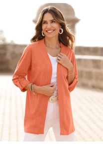 Shirtjacke Classic Basics "Shirtjacke", Damen, Gr. 40, orange (papaya), 100% Baumwolle, unifarben, V-Ausschnitt, Shirts Shirtjacke