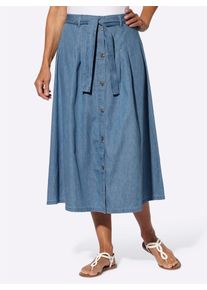 Jeansrock Classic Basics, Damen, Gr. 19, blau (blau, bleached), 100% Baumwolle, unifarben, wadenlang, R&ouml;cke Jeansrock