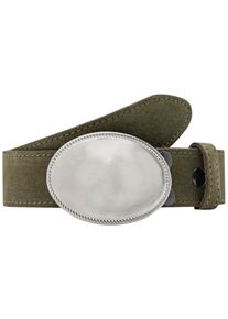 Lederg&uuml;rtel RETTUNGSRING G&Uuml;RTEL, Damen, Gr. 105, gr&uuml;n, Leder, unifarben, G&uuml;rtel Lederg&uuml;rtel, mit austauschbarer Schlie&szlig;e &raquo;Oval Matt Geh&auml;mmert Satiniert&laquo;