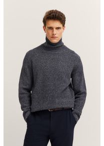 Rollkragenpullover Bugatti "Regular Fit", Herren, Gr. XL, 240, grau, Rippstrick, 80% Wolle, 20% Polyamid, unifarben, regular fit, ohne Ausschnitt, Rippb&uuml;ndchen, Pullover Rollkragenpullover, Grobstrick aus einem Wollmix