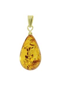 Kettenanh&auml;nger OSTSEE-SCHMUCK "OSTSEE-SCHMUCK Anh&auml;nger Tropfen ca. 17 mm lang - Gold 585/000", gelb (wei&szlig;, neutral), Schmuckanh&auml;nger, Damen, 27 x 11mm, Bernstein, 1,3 g, Kettenanh&auml;nger
