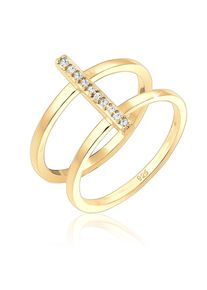Silberring Elli "Ring GLas Kristalle Wei&szlig; 925 Sterling Silver" Gr. 58, gold, Fingerringe, Damen, 58, Silber 925 (Sterlingsilber), Silberring