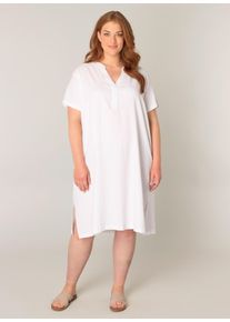 Tunikakleid Base Level Curvy "Yacinthe", Damen, Gr. 44, N-Gr, wei&szlig; (natural wei&szlig;), Web, Obermaterial: 55% Leinen, 45% Viskose, gerade knielang, Serafino, Kleider Tunikakleid, Sommerkleid mit Leinen