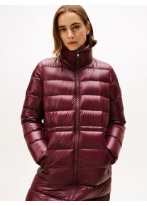 Steppmantel Tommy Hilfiger "GLOSS HW DOWN WAIST REG MAXI", Damen, Gr. L (40), rot (deep burgundy), Steppware, Obermaterial: 100% Nylon, unifarben, kniebedeckend, M&auml;ntel Steppmantel, in leicht gl&auml;nzender Optik