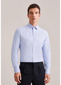 Businesshemd Seidensticker "Schwarze Rose", Damen, Gr. XXL (46), verl&auml;ngerte &Auml;rmell&auml;ngen, blau (mittelblau), 100% Baumwolle, Strukturmuster, unifarben, tailored fit, 2-Knopf-Manschette, Hemden Businesshemd, Shaped 1/1 Extra lang Kentkragen Struktur