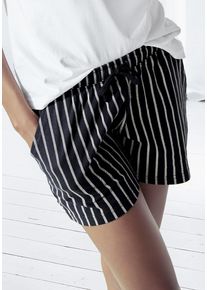 Pyjamashorts Vivance Dreams, Damen, Gr. 44/46, N-Gr, schwarz-wei&szlig; (schwarz, wei&szlig;), Single Jersey, Obermaterial: 100% Baumwolle, Basic kurz, Hosen Pyjamashorts, mit Schwarz-Wei&szlig;-Druck, Topseller