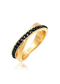 Silberring Elli "Ring Wickelring Zart 925 Silber, mit Kristallen von Swarovski" Gr. 64, schwarz, Fingerringe, Damen, 64, Silber 925 (Sterlingsilber), Silberring