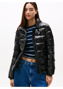 Steppjacke Tommy Jeans "TJW SLIM ZIP PRINT DOWN JACKET", Damen, Gr. XL (42), schwarz, Web, Obermaterial: 100% Nylon, slim fit, elastischer Bund, Jacken Steppjacke