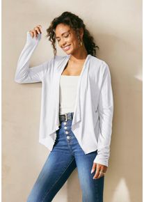 Shirtjacke Lascana, Damen, Gr. 36/38, wei&szlig;, Jersey, Obermaterial: 100% Viskose, normal h&uuml;ftlang, ohne Ausschnitt, Shirts Shirtjacke, in offener Form, Strickjacke aus Jersey, Sommerjacke, Cardigan, Topseller