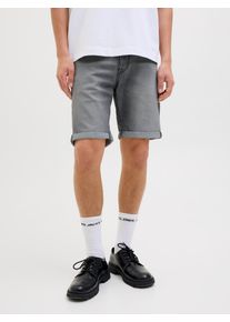 Jack & Jones Shorts JACK & JONES "JJIRICK JJFOX SHORTS CB 310 SN", Herren, Gr. M, N-Gr, blau (grau denim pack:am 313), Web, Obermaterial: 70% Baumwolle, 28% Polyester, 2% Elasthan, unifarben, regular fit kniefrei, Hosen Shorts, im Four-Pocket Style