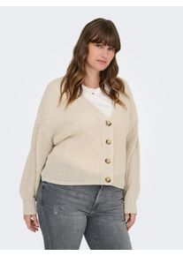 Strickjacke Only CARMAKOMA "CARCAROL NICE L/S CARDIGAN KNT NOOS", Herren, Gr. S, grau (pumice stone), Strick, Obermaterial: 100% Polyacryl, unifarben, regular fit h&uuml;ftlang, V-Ausschnitt, Rippb&uuml;ndchen, Strickjacken Strickjacke