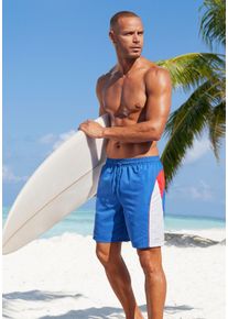 H.I.S. Badeshorts H.I.S, Herren, Gr. S (46/48), N-Gr, blau (blau, rot), Microfaser, Recycling-Polyester, unifarben mit Farbeins&auml;tzen, Badehosen Badeshorts, im Colorblocking-Design