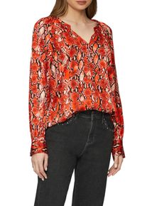 Langarmbluse s.Oliver, Damen, Gr. 36, tangerine aop, Obermaterial: 100% Viskose, bedruckt, regular fit taillenbedeckt, Rundhals, Manschette, Blusen Langarmbluse, mit All-Over Print