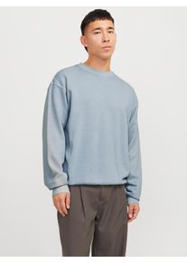 Jack & Jones Sweatshirt JACK & JONES "JJECHARGE FADED SWEAT CREW NECK NOOS", Herren, Gr. XS, blau (chambray blau), angeraute Sweatware, Obermaterial: 100% Baumwolle, unifarben, loose fit taillenbedeckt, Rundhals, Rippb&uuml;ndchen, Sweatshirts Sweatshirt, mit Rippb&uuml;ndchen