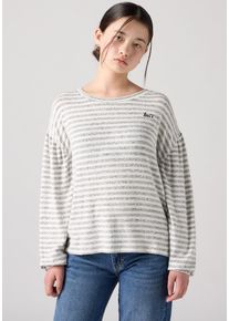 Langarmshirt LEVI'S KIDS "LVG HACCI STRIPED LS KNIT TOP", M&auml;dchen, Gr. 14 (158), grau (dunkelgrau heather), Single Jersey, Obermaterial: 75% Viskose, 21% Polyester, 4% Elasthan, geringelt, gestreift, h&uuml;ftlang, Rundhals, weit elastischer Bund, Shirts Langarmshirt, in Ringeloptik, for Girls