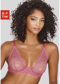 B&uuml;gel-BH Lascana "Gianna", Damen, Gr. 75, Cup D, pink, Spitze, Obermaterial: 54% Polyamid, 46% Polyester, BHs B&uuml;gel-BH, aus leicht schimmernder Spitze in transparenter Optik, sexy Dessous