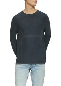 Strickpullover QS, Herren, Gr. M, blau, Strick, Obermaterial: 100% Baumwolle, unifarben, regular fit normal, Rundhals, Rollkante, Pullover Strickpullover, mit Rollkante