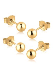 Ohrstecker-Set Elli "Ohrringe Kugeln Basic Set Geo Filigran 925 Silber vergoldet", gold, Ohrringe, Damen, ohne Stein, Silber 925 (Sterlingsilber), Ohrstecker-Set