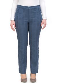 Stoffhose KjBRAND "Bea", Damen, Gr. 46, N-Gr, blau (mittelblau gestreift), Web, Obermaterial: 47% Baumwolle, 45% Polyester, 6% Viskose, 2% Elasthan, normal lang, Hosen Stoffhose, Sommerhose optimale Passform in Quer-Stretch