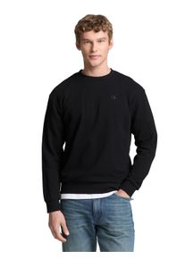 Sweatshirt Tom Tailor Denim, Herren, Gr. S, schwarz, Sweatware, Obermaterial: 100% Baumwolle, Strukturmuster, unifarben, regular fit normal, Rundhals, Rippb&uuml;ndchen, Sweatshirts Sweatshirt, mit Logo Stickerei