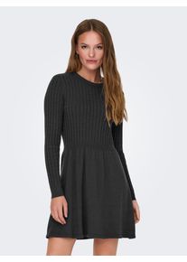 Strickkleid Only "ONLFIA LS CABLE DRESS KNT", Damen, Gr. XL, N-Gr, grau (dunkelgrau melange), Strick, Obermaterial: 50% Viskose, 27% Nylon, 23% Polyester, meliert, regular fit ca. Mitte Oberschenkel, Rundhals, Kleider Strickkleid, Viskosemischung, regular fit