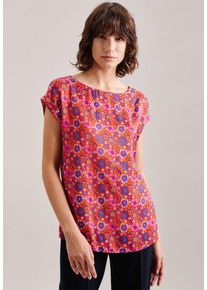 Shirtbluse Seidensticker "Schwarze Rose", Damen, Gr. XS34, rot, 100% Viskose, gemustert, regular fit, Rundhals, Blusen Shirtbluse, 1/2 Rundhals Druck