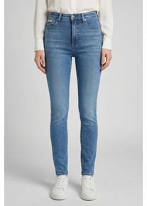 Skinny-fit-Jeans Calvin Klein Jeans "HIGH RISE SKINNY", Damen, Gr. 27, L&auml;nge 32, blau (midtown blau), Denim/Jeans, Obermaterial: 80% Baumwolle, 12% Polyester, 6% Elastomultiester, 2% Elasthan, unifarben, skinny fit lang, Jeans Skinny-fit-Jeans, Skinny fit