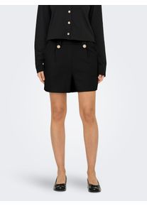 Shorts Only "ONLSANIA TIE BUTTON SHORTS CS JRS", Damen, Gr. XS (34), N-Gr, schwarz, Obermaterial: 95% Polyester, 5% Elasthan, unifarben, regular fit kniefrei, Hosen Shorts