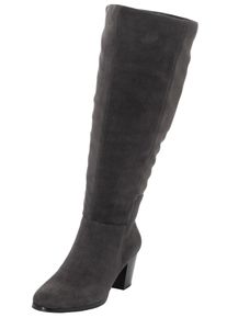 Weitschaftstiefel sheego, Damen, Gr. 38, XXL-Schaft, grau, Lederimitat, Polyester, Schuhe Weitschaftstiefel