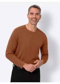 Rundhalsshirt CLASSIC "Langarm-Shirt", Damen, Gr. 44/46, braun (cognac), 100% Baumwolle, unifarben, Rundhals, Shirts Rundhalsshirt
