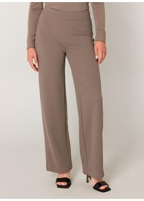 Treggings Base Level "Yarah", Damen, Gr. 46, L&auml;nge 32, grau (schwarz taupe), Web, Obermaterial: 97% Polyester, 3% Elasthan, unifarben, loose fit lang, Hosen Treggings, mit elastischem Bund