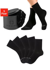 Socken ELBSAND, Damen, Gr. 39-42, schwarz (5x schwarz), Elasthan, Polyamid, unifarben, normal, Socken Socken, verpackt in praktischer Metalldose