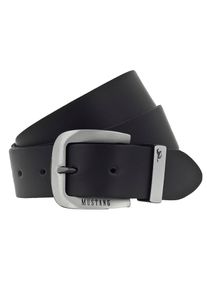 Lederg&uuml;rtel Mustang, Herren, Gr. 100, schwarz, Rindsleder, unifarben, G&uuml;rtel Lederg&uuml;rtel, Dornschlie&szlig;e aus geschw&auml;rztem Silber, mit Logo-Schriftzug, 3,5 cm