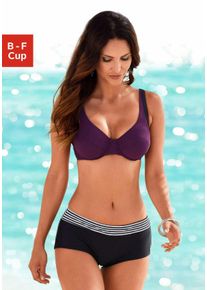 B&uuml;gel-Bikini s.Oliver, Damen, Gr. 46, Cup B, bunt (schwarz, bordeaux), Polyamid, gestreift, unifarben, Bikini-Sets B&uuml;gel-Bikini, im Farbmix