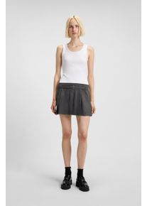 Minikleid HUGO BLUE "Norila", Damen, Gr. S (36), N-Gr, wei&szlig; (wei&szlig; 100), Jersey, Obermaterial: 96% Baumwolle, 4% Elasthan, mini, tiefer Rundhals, Kleider Minikleid, TwoinOne Slim Fit, mit plissiertem Rockteil Top & Rock Faltenrock