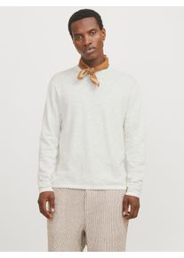 Jack & Jones Rundhalspullover JACK & JONES "JJESUMMER KNIT CREW NECK SN", Herren, Gr. XXL, wei&szlig; (cloud dancer), Strick, Obermaterial: 90% Baumwolle, 10% Leinen, gestreift, regular fit taillenbedeckt, Rundhals, gerader Abschluss, Pullover Rundhalspullover, mit Rundhalsausschnitt