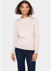 Rundhalspullover Saint Tropez "TemmaSZ", Damen, Gr. XL, grau (gray morn melange), Strick, Obermaterial: 80% Viskose, 20% Polyacryl, meliert, normal, Rundhals, Pullover Rundhalspullover, mit Zierperlen