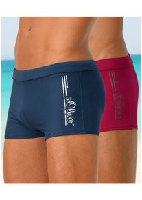 Boxer-Badehose s.Oliver, Herren, Gr. 6, N-Gr, rot, Polyamid, unifarben, Badehosen Boxer-Badehose, mit Logoschriftzug im coolen Used-Look, Topseller