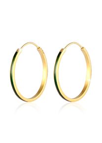 Paar Creolen Elli "Ohrringe Creolen mit funkelnden Emaille Lack 925 Sterling Silber" Gr. 32, gr&uuml;n, Ohrringe, Damen, ohne Stein, Silber 925 (Sterlingsilber), Paar Creolen