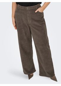 Cordhose Only CARMAKOMA "CARHOPE GLOBAL EX HW WIDE CORD PNT NOOS", Damen, Gr. 46, L&auml;nge 32, morel, Cord, Obermaterial: 98% Baumwolle, 2% Elasthan, unifarben, relaxed fit lang, Hosen Cordhose, Baumwollmischung, High Waist