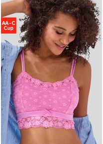 Bralette-BH Vivance "Anisa", Damen, Gr. 85, Cup AA, pink, Spitze, Obermaterial: 86% Polyamid, 14% Elasthan, BHs Bralette-BH, aus blumiger Spitze in leichter Longform, sexy Dessous