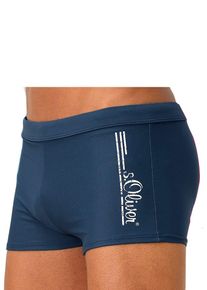 Boxer-Badehose s.Oliver, Herren, Gr. 5, N-Gr, blau, Polyamid, unifarben, Badehosen Boxer-Badehose, mit Logoschriftzug im coolen Used-Look