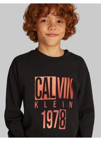 Sweatshirt Calvin Klein Jeans "GRADIENT GRAPHIC CN", Jungen, Gr. 8 (128), schwarz, Sweatware, Obermaterial: 100% Baumwolle, unifarben, bequem, Rundhals, Rippb&uuml;ndchen, Sweatshirts Sweatshirt, mit gro&szlig;em Logodruck