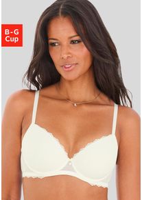Schalen-BH Vivance, Damen, Gr. 90, Cup D, beige (creme), Spitze, Obermaterial: 91% Polyamid, 9% Elasthan, BHs Schalen-BH, mit B&uuml;gel aus elastischer Netzspitze, sexy Dessous