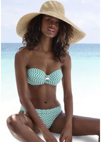 B&uuml;gel-Bandeau-Bikini JETTE, Damen, Gr. 44, Cup D, gr&uuml;n (gr&uuml;n, wei&szlig;), Polyamid, bedruckt, Bikini-Sets B&uuml;gel-Bandeau-Bikini, mit Zier-Accessoires