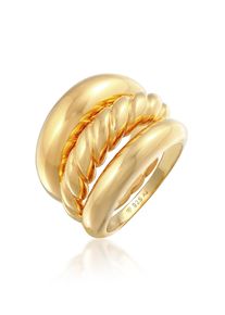 Ring-Set Elli Premium "Ring Bandring Twisted Gedreht Set 925 Silber" Gr. 56, gold, Fingerringe, Damen, 56, ohne Stein, Silber 925 (Sterlingsilber), Ring-Set