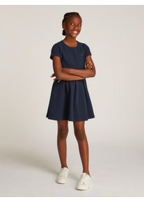 Skaterkleid Tommy Hilfiger "OTTOMAN SKATER DRESS SS", M&auml;dchen, Gr. 3 (98), N-Gr, blau (schwarz night navy), Web, Obermaterial: 85% Baumwolle, 12% Polyester, 3% Elasthan, unifarben, normal, Rundhals, abgesteppt, Kleider Skaterkleid, mit Logostickerei